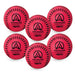 Six Aresson Softy Stoolball - Pink balls arranged in two rows, each showing the Aresson brand logo and lacing pattern—perfect for indoor stoolball games.