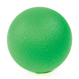 The Mastersport Coated Foam Ball (15cm) features a bright green, textured surface that's easy to clean—ideal for indoor and outdoor play. Shown here against a white background.