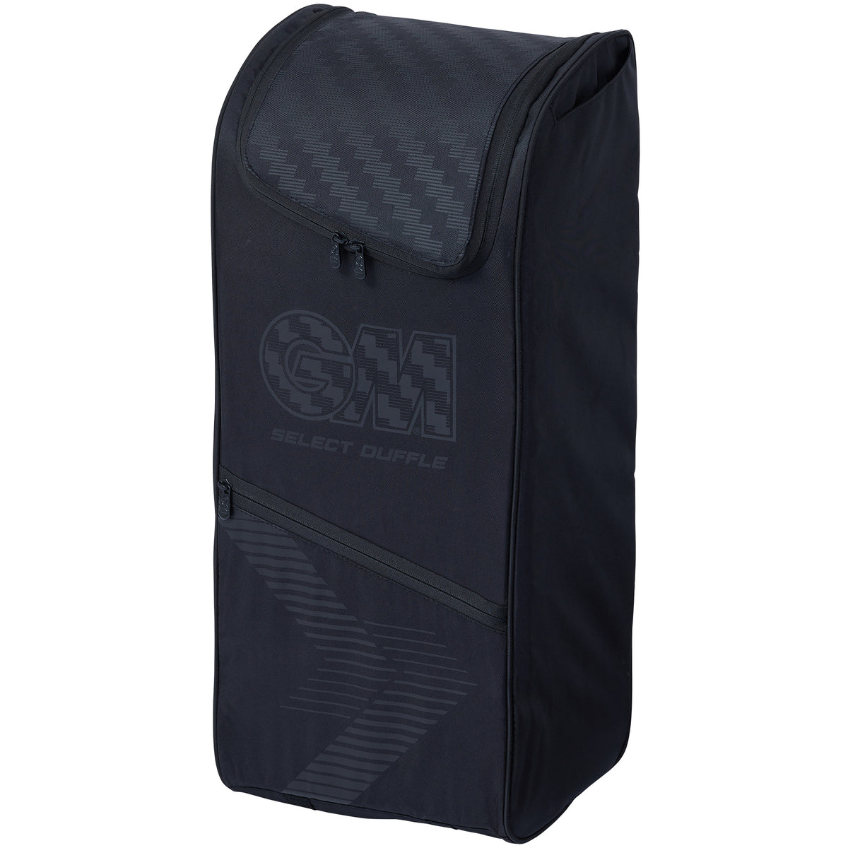 The Gunn & Moore Select Duffle 2026 is a black, rectangular cricket bag with a zippered top flap, side pocket, and subtle GM branding. Lightweight and ideal for players on the move.