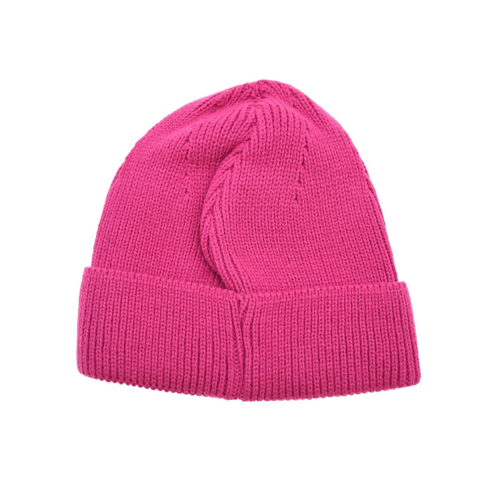 The Six Peaks Beanie by Six Peaks comes in hot pink and features a knit design with a folded cuff, shown on a white background—an ideal winter hat to brighten up cold days.