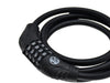 The Six Peaks Cycling Cable Lock by Six Peaks features a coiled black cable and numeric dial with eights on the wheels, offering reliable bike security.