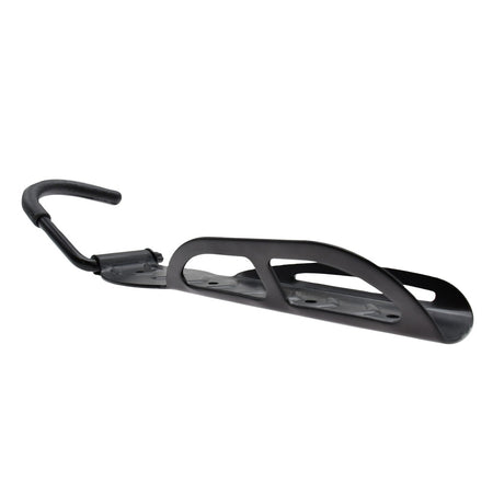 The Six Peaks Cycling Wall-Mounted Bike Hanger by Six Peaks features a black metal design with a curved hook and cut-out plate, offering secure bike storage on any wall.