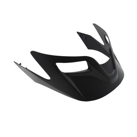 The Six Peaks Junior Cycling Helmet features a black plastic visor with angular edges and open cutouts, shown at a slight angle against a white background.