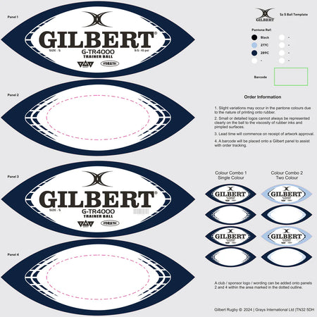 A blue oval label with white ovals, ideal for packaging Custom Gilbert Match or Training Rugby Balls with Logos.