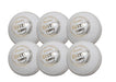 The MBS Supreme Crown Six Pack features six white leather cricket balls with gold and black Martin Berrill Sports branding, arranged in two rows on a plain white background—ideal for training sessions.