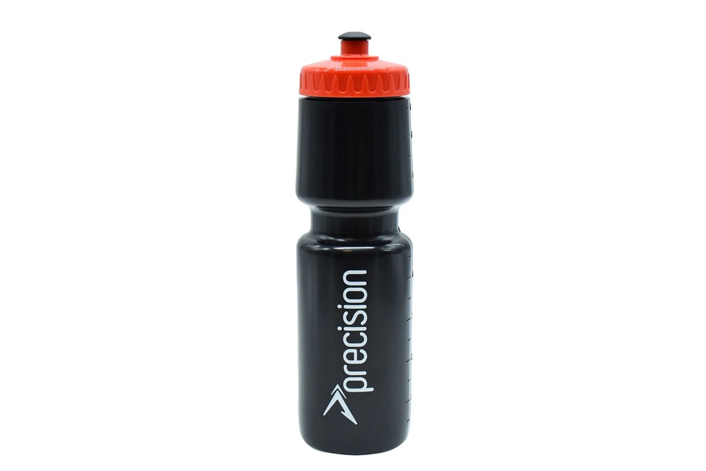 Black 750ml Precision Water Bottle with a red pull-top cap and white logo on the side.