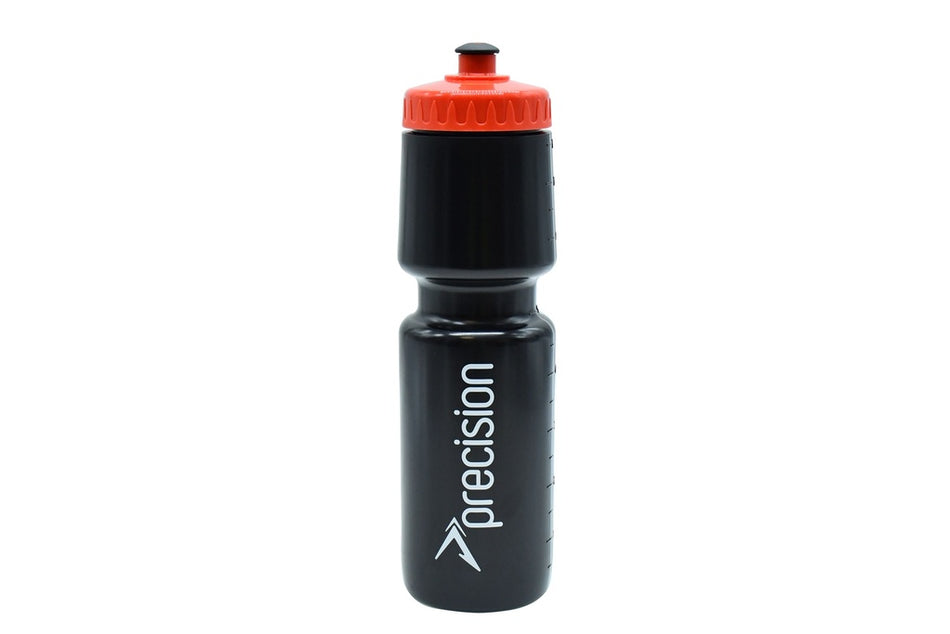 Black 750ml Precision Water Bottle with a red pull-top cap and white logo on the side.