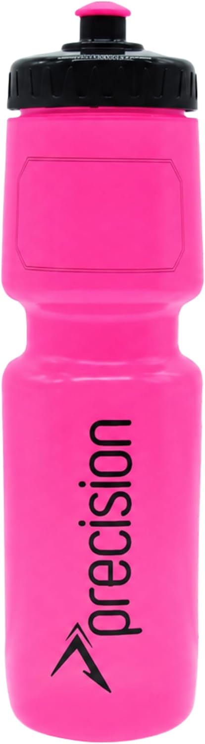 Bright pink Precision Water Bottle 750ml with a black pull-top lid and the word precision printed vertically on the side.