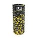 The Urban Fitness Massage Roller 33 x 14cm in black/yellow features a hexagonal textured surface and logo, designed for muscle massage, recovery, and core stability.