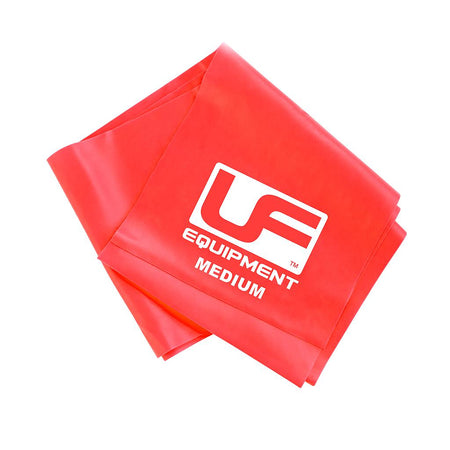 A red Urban Fitness Resistance Band 1.5m with "Urban Fitness Medium" in white text, folded on a white background—perfect for strength training or recovery exercises.