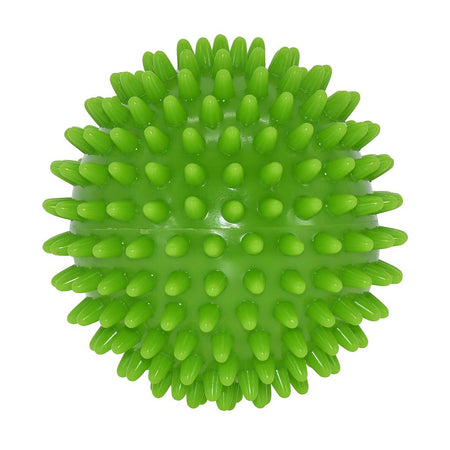 The Urban Fitness Soft Spikey Massage Ball by Urban Fitness, shown from above on a white background, features evenly distributed soft rubber spikes and is ideal for easing back pain and improving circulation.