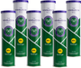 Six tins of Slazenger Wimbledon 4 Ball Tin—two dozen tennis balls—are arranged in two rows, each tin featuring green, white, and purple packaging with the Wimbledon logo, highlighting the official grass court ball from Slazenger.
