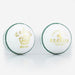 Two white Readers County Crown Coloured Cricket Balls are shown. Each features green stitching and gold branding, making them ideal for evening matches or training.