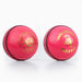 Two bright pink Kookaburra Pace Cricket Balls with black stitching and durable hide covers—one features a gold crown logo, the other shows the Kookaburra bird logo and "Kookaburra Pace Cricket Ball" text in gold.