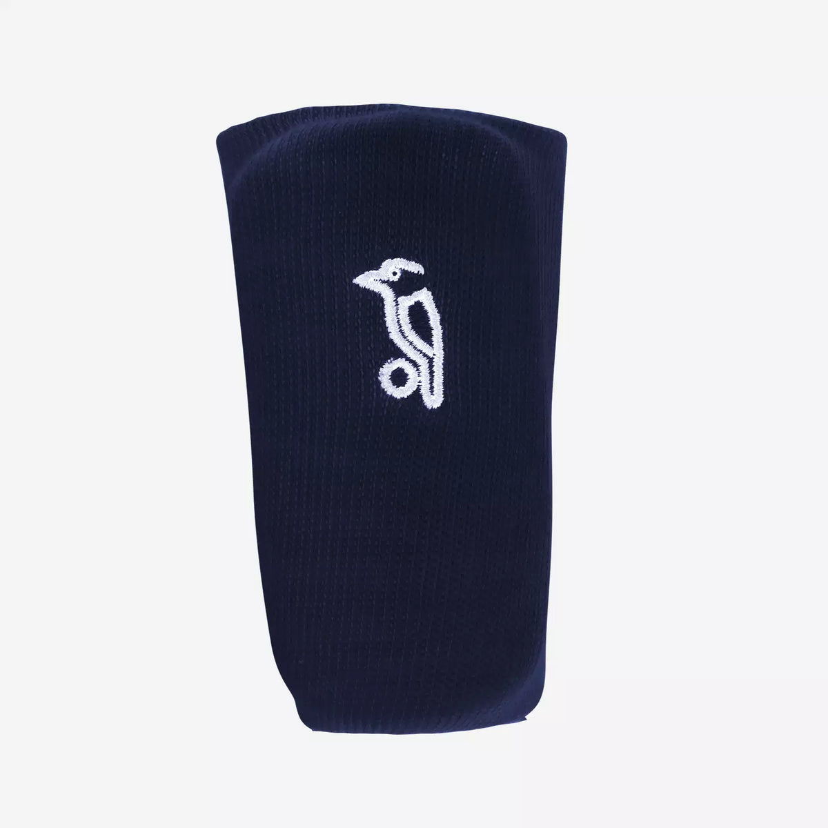 The Kookaburra Pro Wrist Guard by Kookaburra features a navy design and provides comfort fit for all-day wear, with a small white embroidered bird logo on the front, displayed against a plain white background.