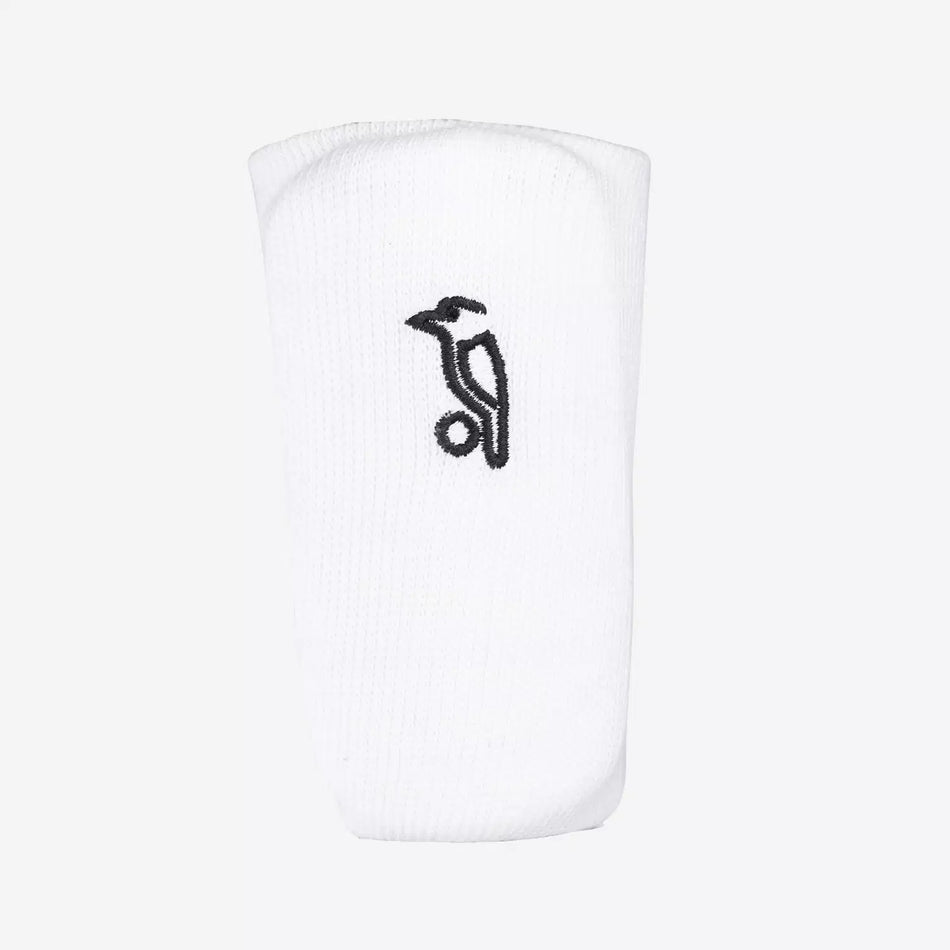 A white Kookaburra Pro Wrist Guard by Kookaburra is shown against a plain light background, designed for comfort and support.