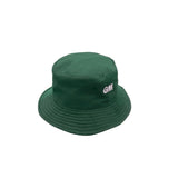 The green Gunn & Moore Bucket Hat features a slightly curved brim and white embroidered GM letters on the front. Made from fully lined cotton polyester, this hat is shown against a plain white background.