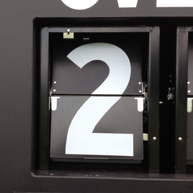 The R J Hill Engineering Mechanical Scorer Numbers (0–9) Plus Blank features numbers on black powder-coated steel with anti-glare plates.