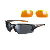 Sunwise Equinox Sunglasses by Sunwise feature grey frames, dark UV-protective lenses, and include an extra pair of yellow-orange interchangeable lenses.