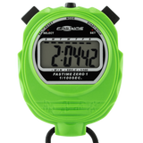The Fastime 01 Stopwatch by Fastime is a green digital timer showing 2:04.42, featuring black buttons on top and a black lanyard at the bottom—ideal for timing school sports days.