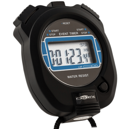 The Fastime 3 Stopwatch by Fastime features a clear digital display showing 00:12.41, easy-to-use start, stop, and reset buttons, and a sturdy lanyard attached at the bottom—making it an ideal choice for referees who need accurate and reliable timekeeping.