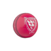 The Gray Nicolls Crest Academy Cricket Ball is a pink leather ball with visible machine-stitched seams and a white embossed crest logo featuring a shield and two lions.