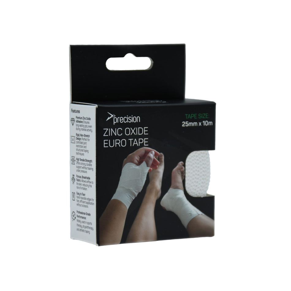 Precision Zinc Oxide Euro Tape 25mm x 10m in white, retail box front view