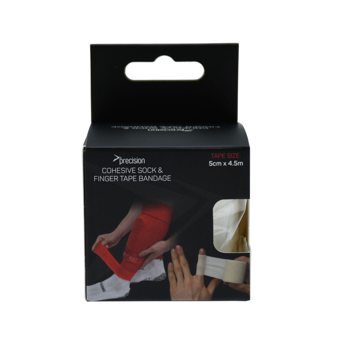 Precision Cohesive Sock & Finger Tape Bandage in White, retail box front view