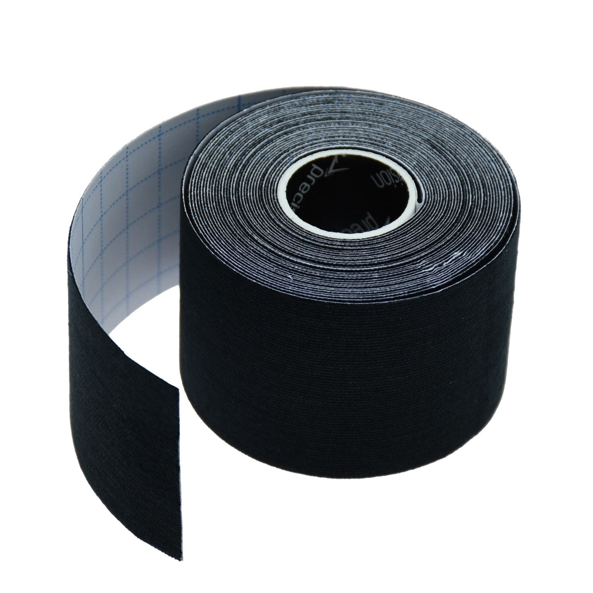 Roll of Precision Kinesiology Tape in Black, partly unrolled
