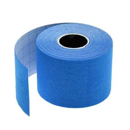 Roll of Precision Kinesiology Tape in Light Blue, partly unrolled