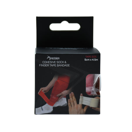 Precision Cohesive Sock & Finger Tape Bandage in Red, retail box front view