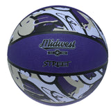 Midwest Street Basketball in Purple/Black/Grey, front view with the Midwest and Street logos