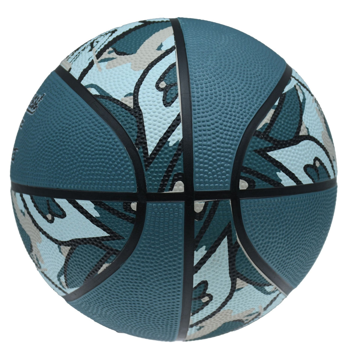 Midwest Street Basketball in Blue/Black/Grey, top-down view showing the panel seams