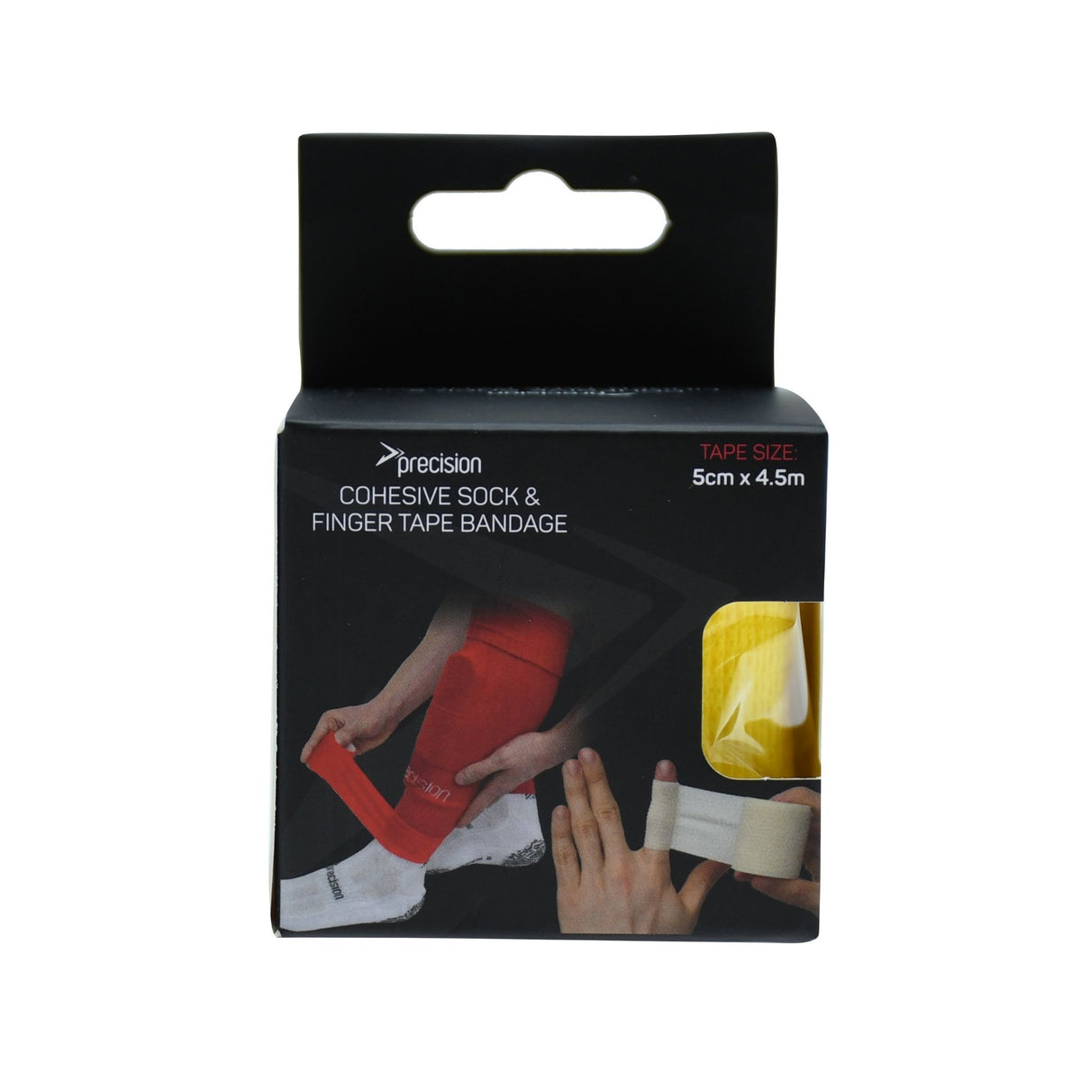 Precision Cohesive Sock & Finger Tape Bandage in Yellow, retail box front view