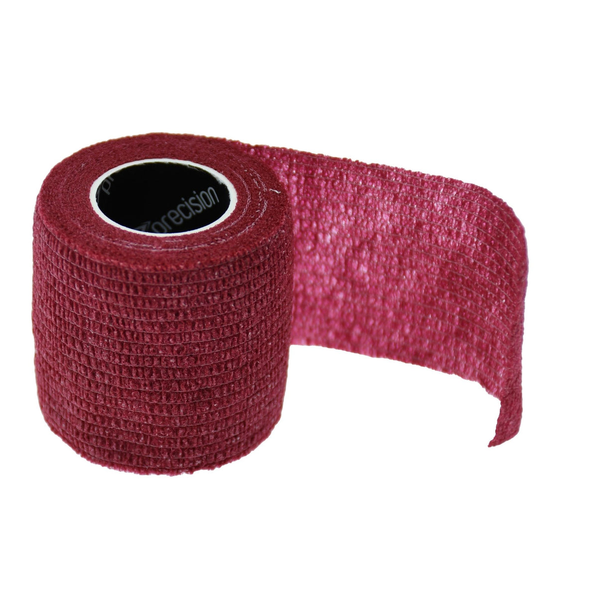 Precision Cohesive Sock & Finger Tape in Maroon, unrolled 5cm cohesive bandage