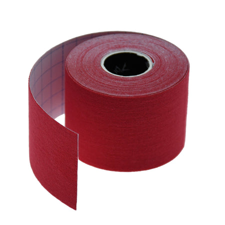 Roll of Precision Kinesiology Tape in Red, partly unrolled