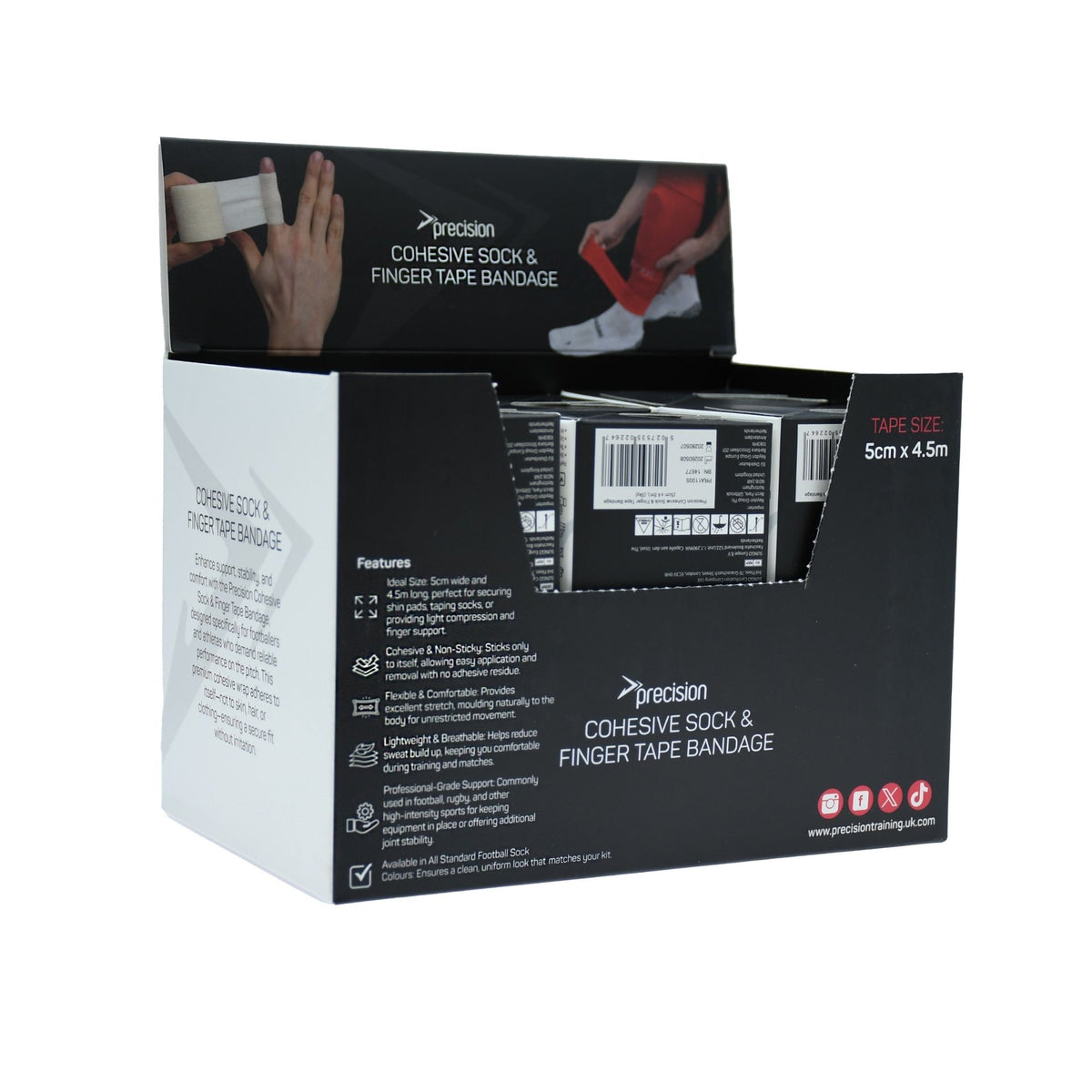 Precision Cohesive Sock & Finger Tape 12-roll counter display box