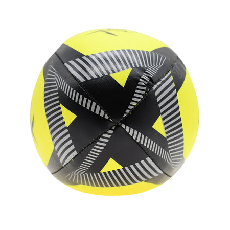 Top-down view of the Soft Play Rugby Ball showing the X-shaped black and grey panel pattern