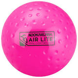 The Kookaburra Air Lite Dimple Hockey Ball in pink features the brand logo and "100g Light Weight" on its surface—perfect as a training aid.
