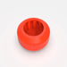 The nub Sports nub - Orange Scorch is a vibrant orange, round silicone cricket bat handle grip with ridged inner and outer edges and a hollow center, shown from above against a plain light background.