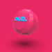 The nub Sports "nub - Pink Six" is a pink silicone bat grip bottle cap with blue "nub." branding, displayed floating over a solid pink background and a subtle shadow beneath it.