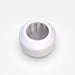 The nub Sports nub - White is a round, white plastic cap with vertical grooves and textured sides, designed as a cricket bat handle attachment, shown on a plain light gray background.