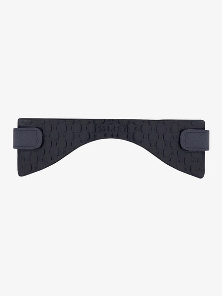 The Shrey Pro Neck Guard by Shrey is a black, textured silicone protector with an arched center, hexagonal pattern for impact absorption, and two rectangular Velcro straps—perfect for any cricket helmet.