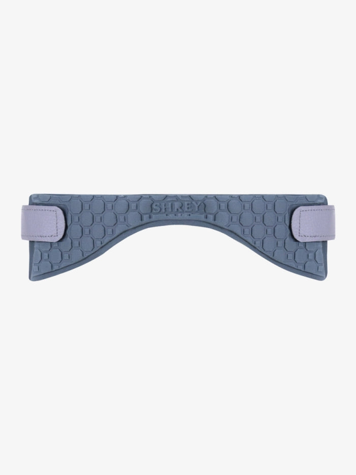 The Shrey Pro Neck Protector (Grey) by Shrey is a rectangular, textured cricket neck guard with a curved cutout and two straps on each end for impact absorption, shown against a plain white background.