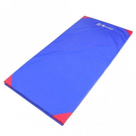 The Sure Shot Deluxe Mat - 40mm is a rectangular blue EVA foam gym mat by Sure Shot, featuring red corners and a small white logo in one corner, shown lying flat on a white background.