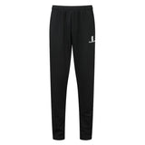 The Surridge Blade Coloured Playing Trouser in black features an elastic waistband, reinforced knees, and a small white S logo with SUBLIME text on the upper left thigh, shown against a plain white background.