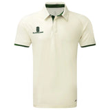 The Surridge Ergo Short Sleeve Playing Shirt in bottle green features dark green trim, the Surridge logo on the chest, and VAPADRI technology for superior comfort.