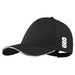 The Surridge Baseball Cap is a black, 5-panel structured cap with a curved brim, white SS letters on the side, Surridge branding on the edge, an adjustable fabric strap, and a mesh-reinforced front panel for comfort.