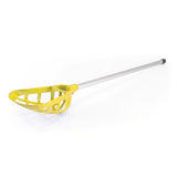 The Mastersport Pop Lacrosse Stick, in yellow, features a plastic scoop and shaft with a black handle tip, shown against a white background.