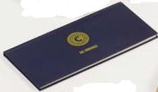 The Hunts County 60 Innings Scorebook is a dark blue, closed scorebook with a circular gold emblem and "BE AWESOME" in gold on the cover, designed to record up to 60 innings.